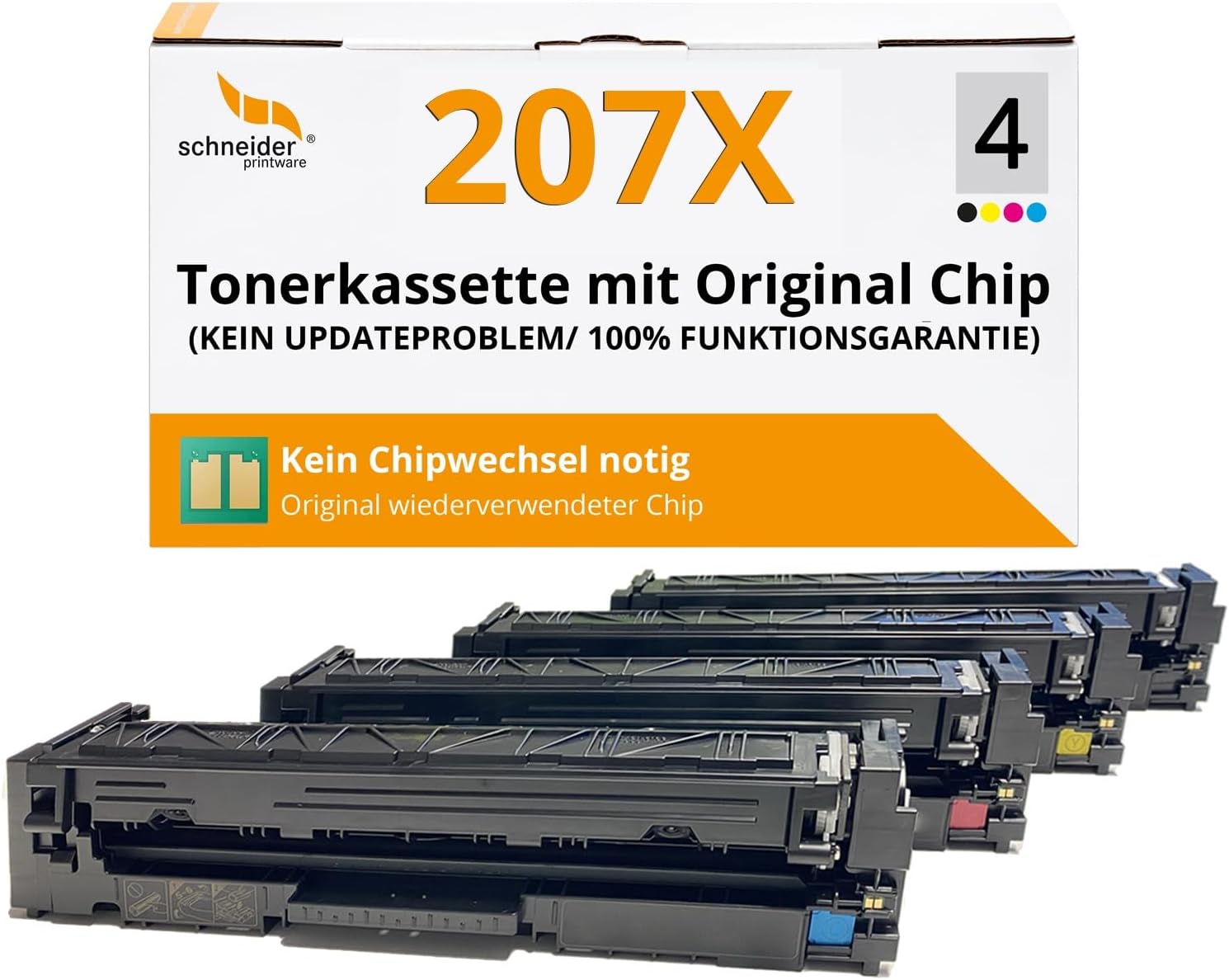 Recycelter HP 207X/207A Toner Multipack mit integriertem Chip, kompatibel mit HP Color LaserJet Pro Druckern